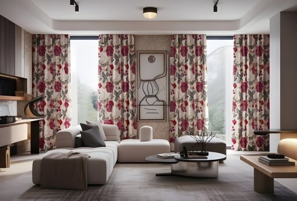 Premium curtains by D’ Art Effects for luxury interior design with elegant fabrics and modern home décor