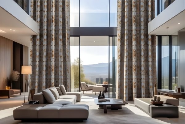Premium curtains by D’ Art Effects for luxury interior design with elegant fabrics and modern home décor