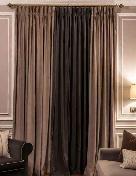 Premium curtains by D’ Art Effects for luxury interior design, crafted to enhance modern home décor with elegant fabrics and flawless finish.