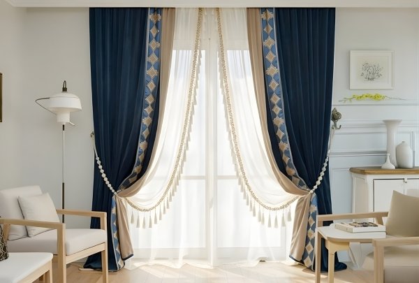 Premium curtains by D’ Art Effects for luxury interior design with elegant fabrics and modern home décor